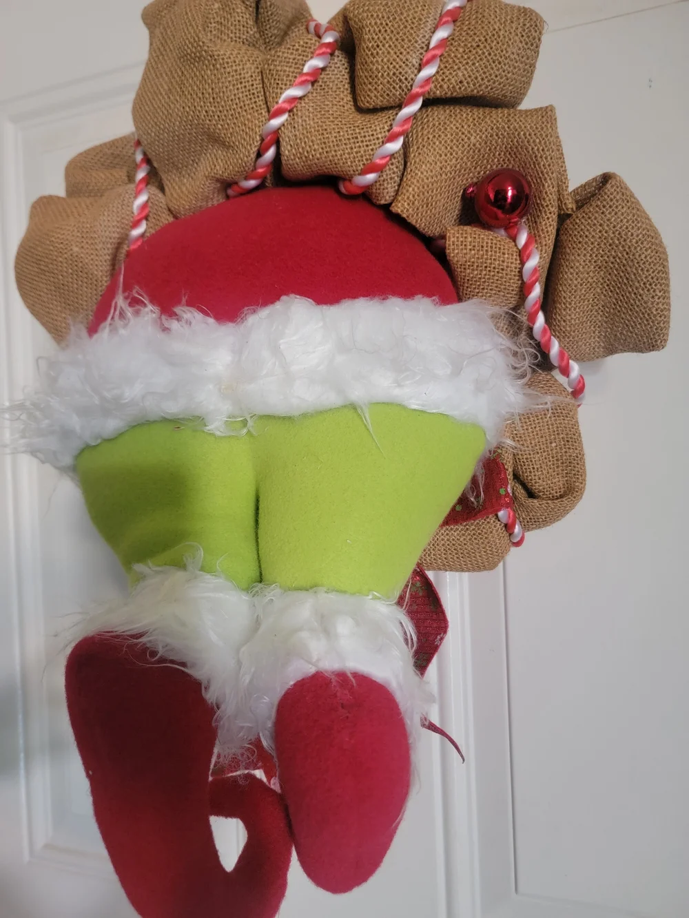 Holiday Grinch-Inspired Door Hanger - Red & Lime Green